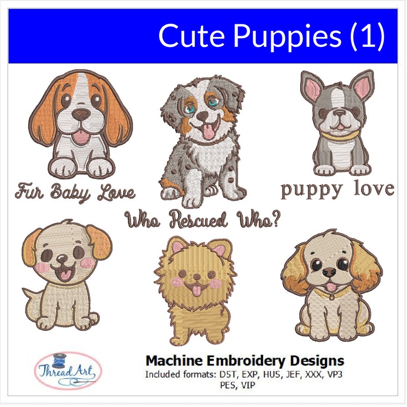 Machine Embroidery Designs – Cute Puppies (1)
