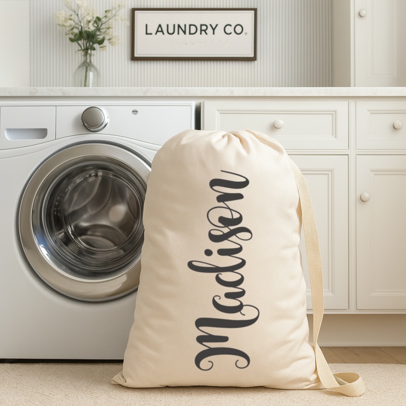 Personalized Canvas Laundry Bag -Custom Name – Two Sizes