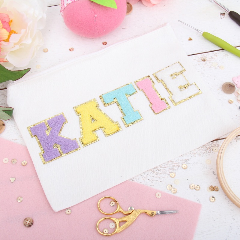 Personalized Canvas Pouch – Custom Varsity Chenille Letters
