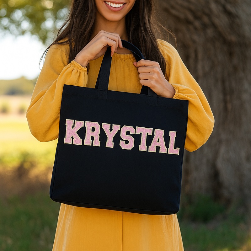 Personalized Canvas Tote Bags – Custom Varsity Chenille Letters