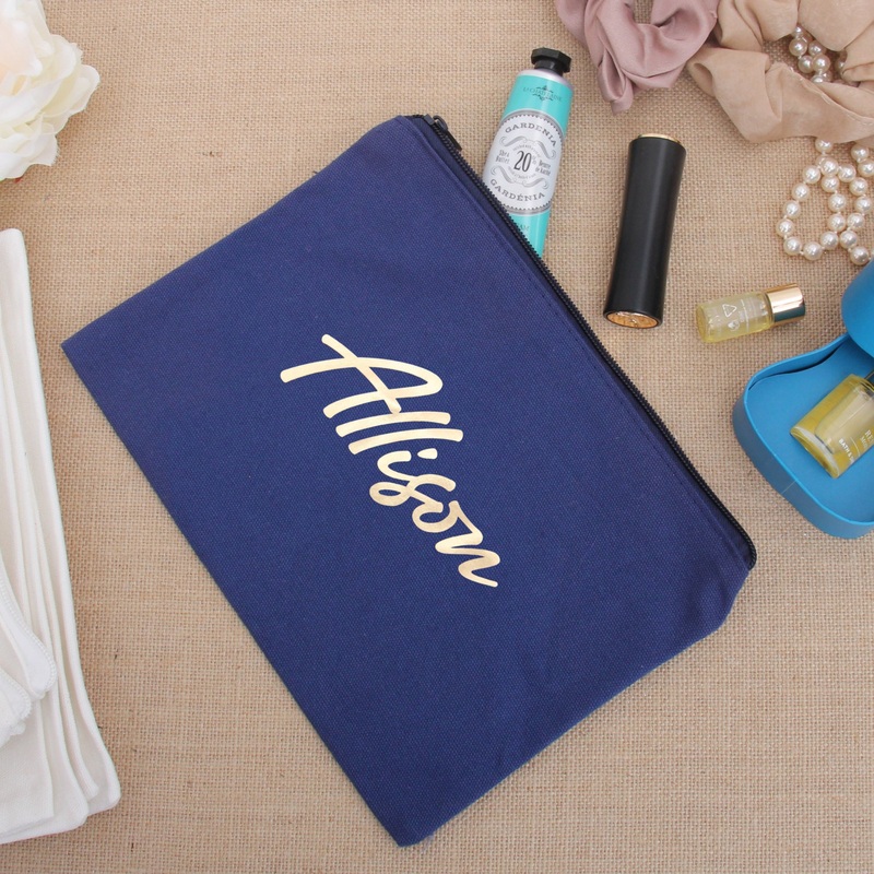Personalized Makeup Bag – Custom Metallic Name
