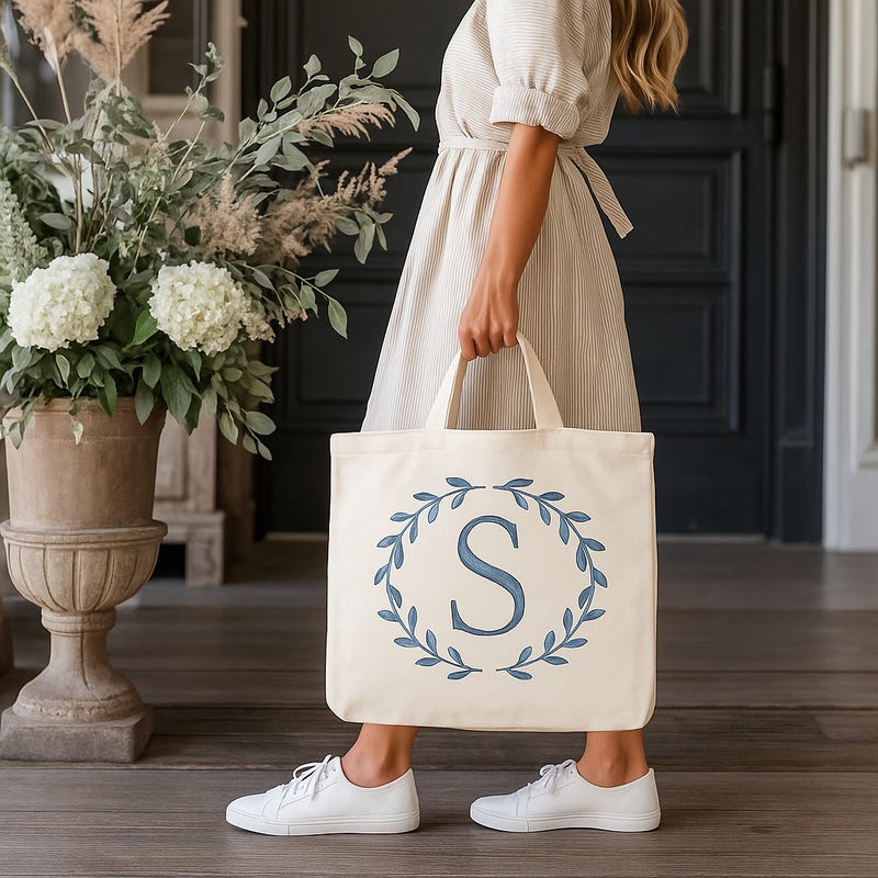 Personalized Tote Bag – Embroidered Single Initial