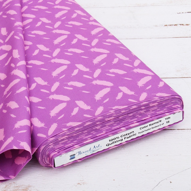 Premium Cotton Quilting Fabric Sold By The Yard – Patterned Purple Feather