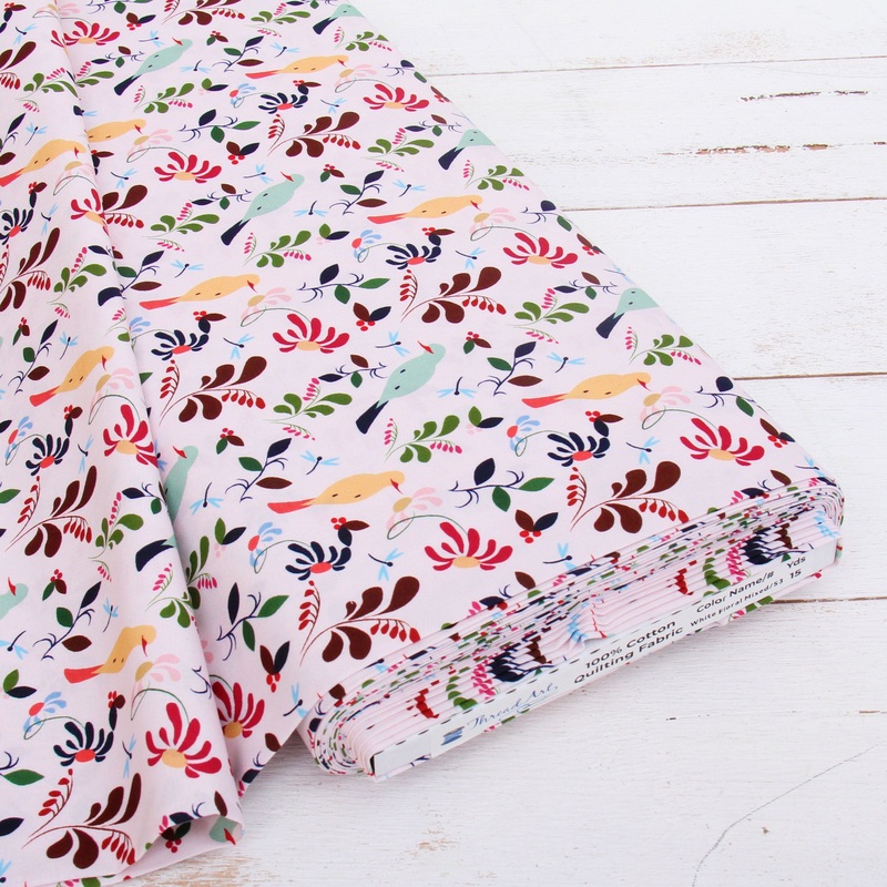 Premium Cotton Quilting Fabric Sold By The Yard – Patterned Very Light Pink Floral