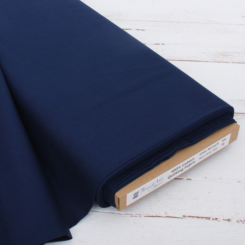 Premium Cotton Quilting Fabric Sold By The Yard – Solid Navy Blue