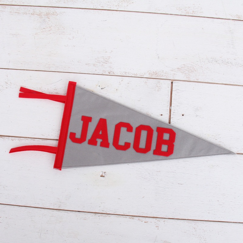 Custom Pennant With Name in Athletic Block Font
