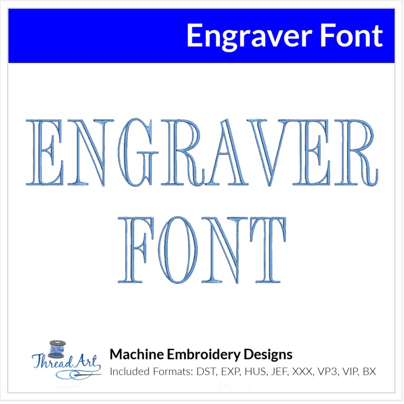 Engraver Font Machine Embroidery Design Set –  Monogramming Alphabet Letters BX Font – Download 9 Formats and 3 Sizes
