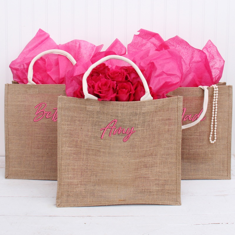 Personalized Jute Tote Bag – Embroidered Gift Bag