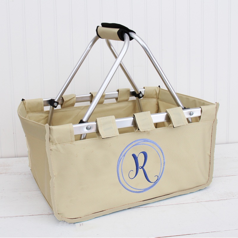 Personalized Market Basket Tote – Embroidered Large Initial