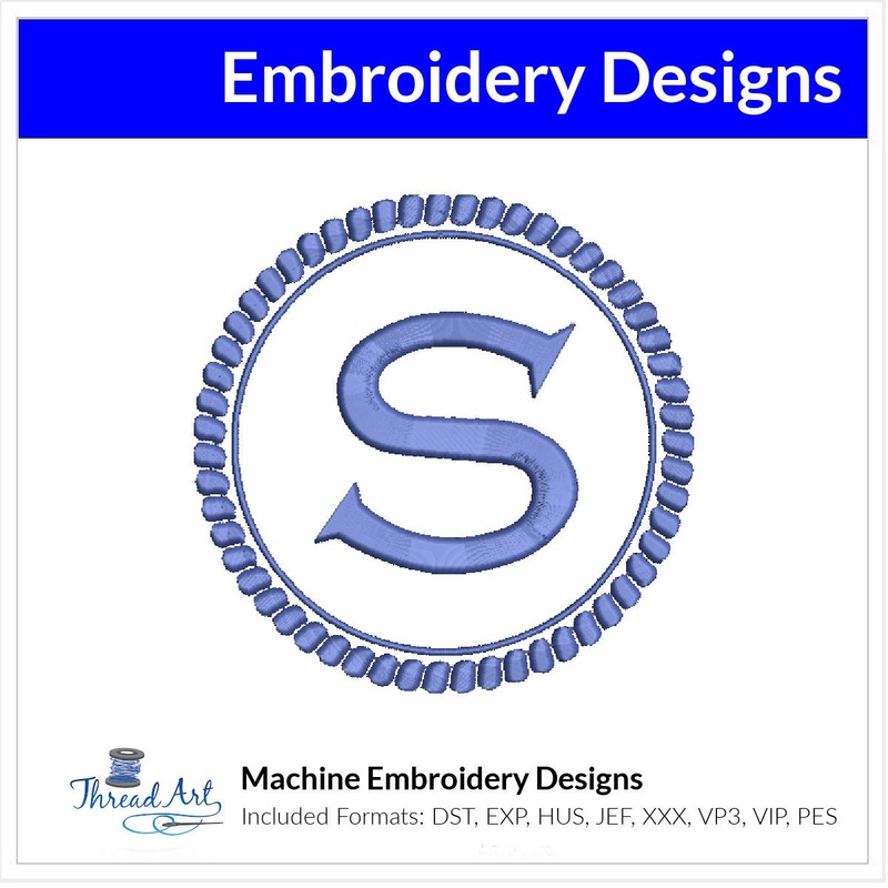 Circle Rope Monogram Frame Embroidery Design Instant Download – 3 Sizes – 8 Formats – ThreadArt