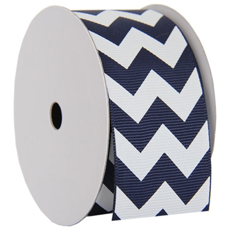 Grosgrain Chevron Ribbon 1 1/2″ – 5 Yards – Navy