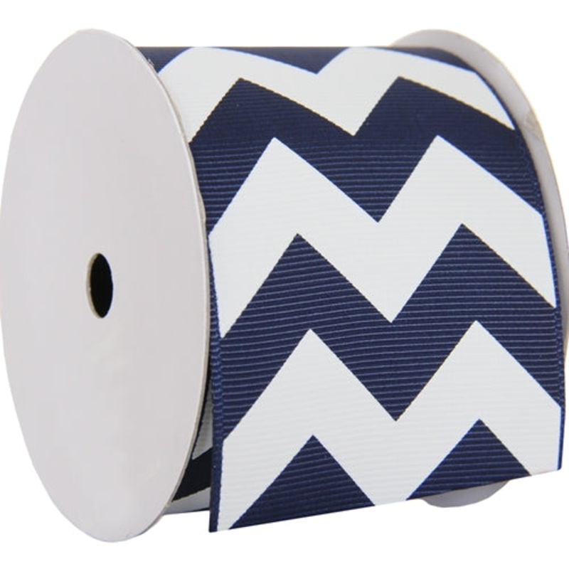 Grosgrain Chevron Ribbon 2 1/4″ – 5 Yards – Navy