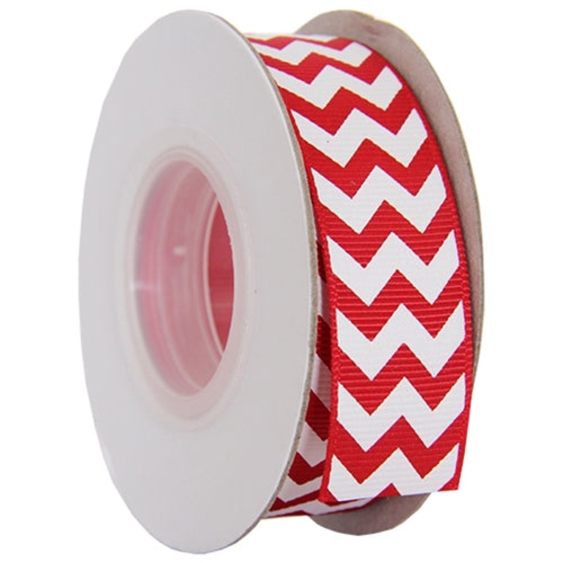 Grosgrain Chevron Ribbon 7/8″ – 10 Yards – Red