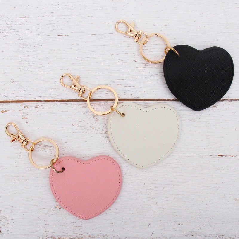 Heart Keychain Bag Pendant Blank – Pink, Ivory, or Black