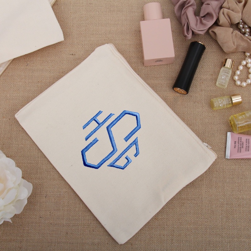 Monogrammed Canvas Makeup Bag – Embroidered Monogram