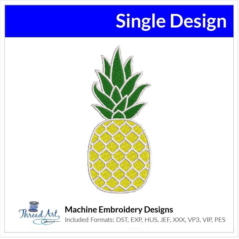 Pineapple Embroidery Design Instant Download Cute Beach Summer – 3 Sizes – 8 Formats – ThreadArt