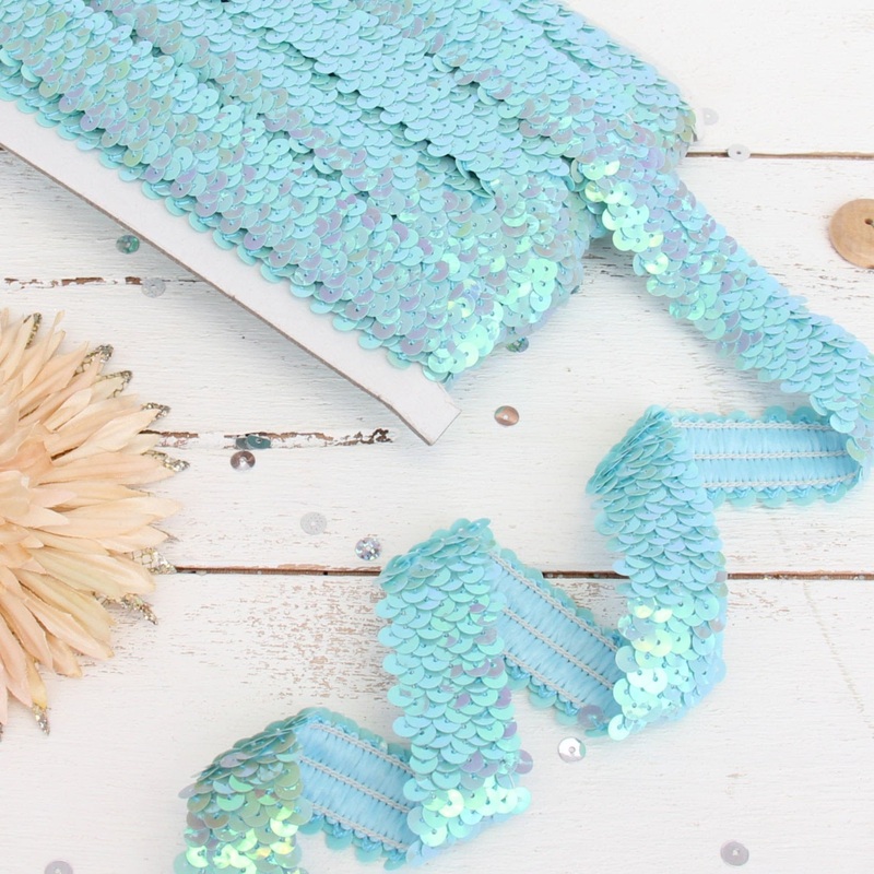Stretch Sequin Roll – 1in – Light Blue – 10 meters (11 yards)