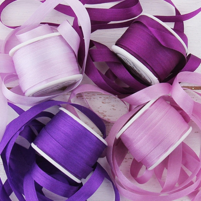 7mm Silk Ribbon Set – Purple Shades – Four Spool Collection