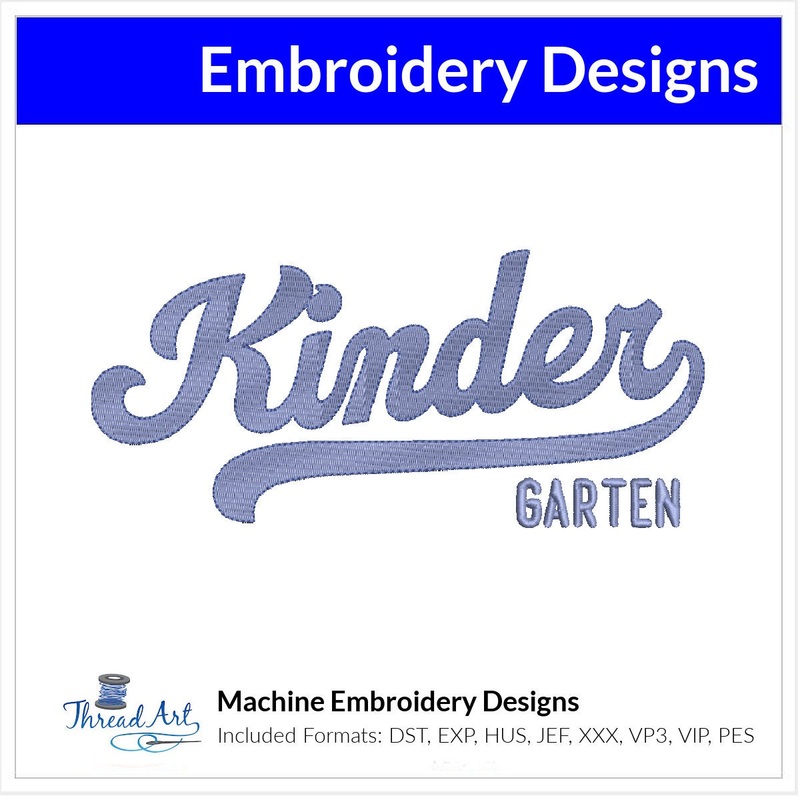 Kindergarten Embroidery Design Instant Download Cute Back to School – 3 Sizes – 8 Formats – ThreadArt