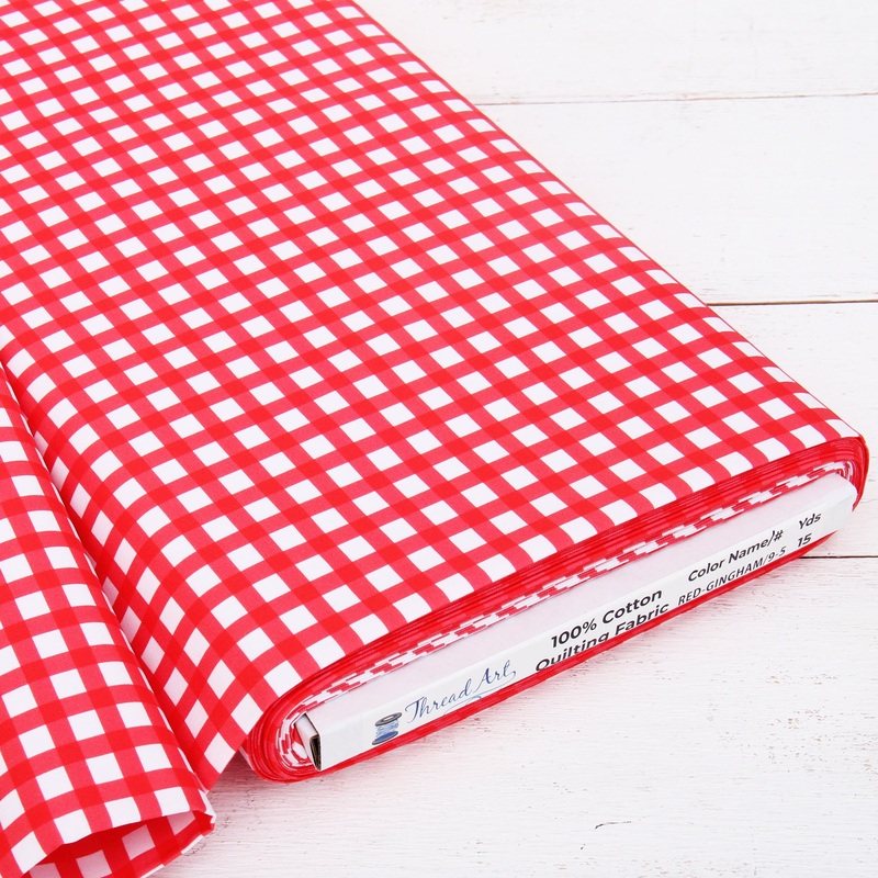 Premium Cotton Quilting Fabric Sold By The Yard – Spring Picnic Collection – Gingham Red