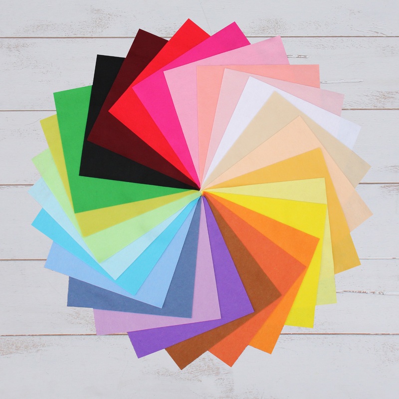 Premium Felt Fabric Variety Pack – 25 Different Colors 12″ x 12″ Sheets