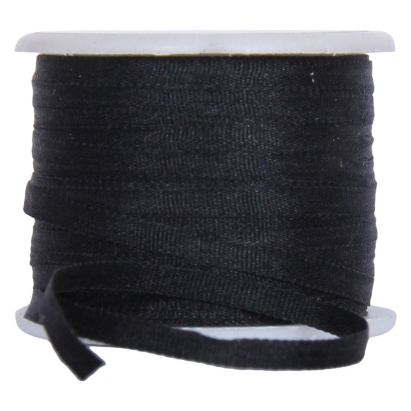 Silk Ribbon 2mm Black  x 10 Meters No. 002