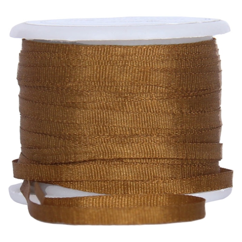 Silk Ribbon 2mm Golden Tan x 10 Meters No. 668