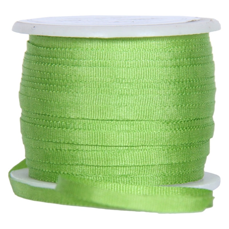 Silk Ribbon 2mm Lime Green x 10 Meters No. 642