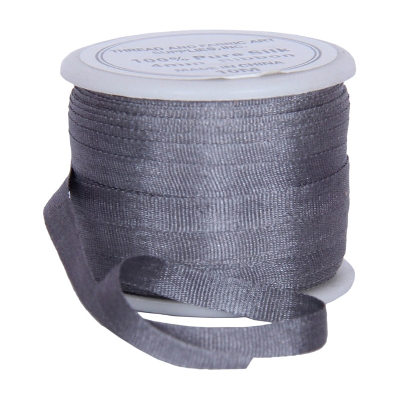 Silk Ribbon 4mm Grey x 10 Meters No. 704