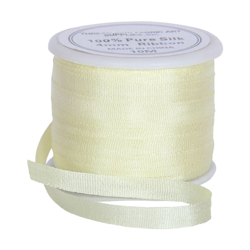 Silk Ribbon 4mm Lemon Yellow x 10 Meters No. 655