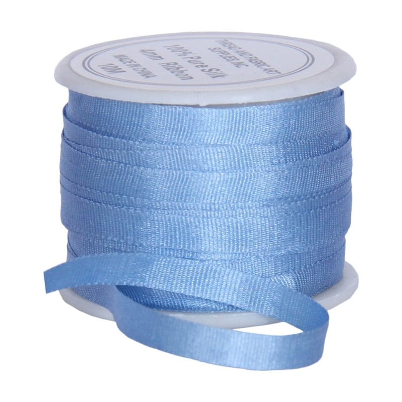 Silk Ribbon 4mm Med Blue x 10 Meters No. 585