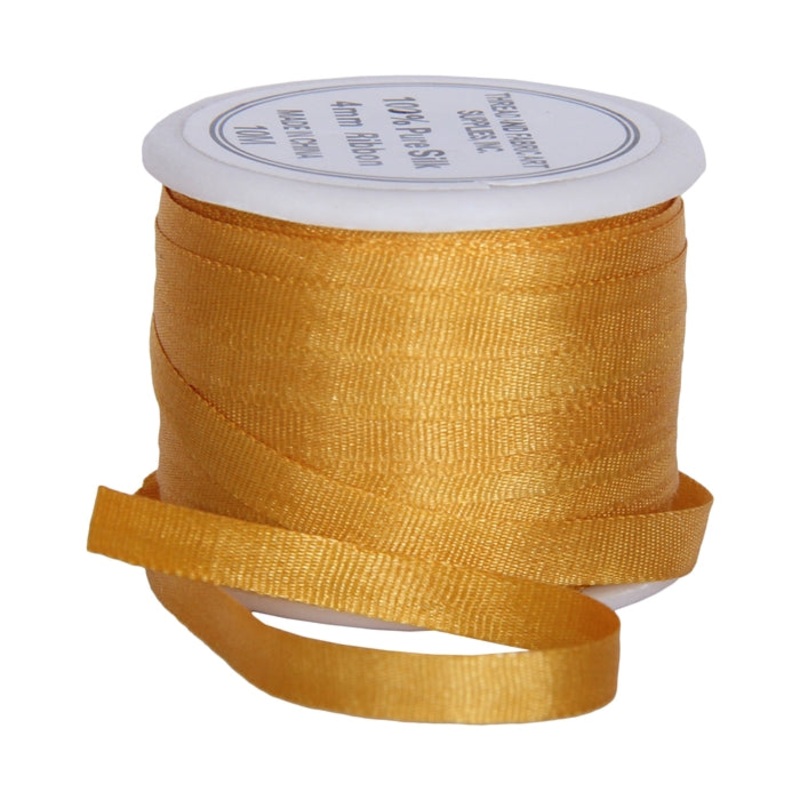 Silk Ribbon 4mm Orange Yellow x 10 Meters No. 511