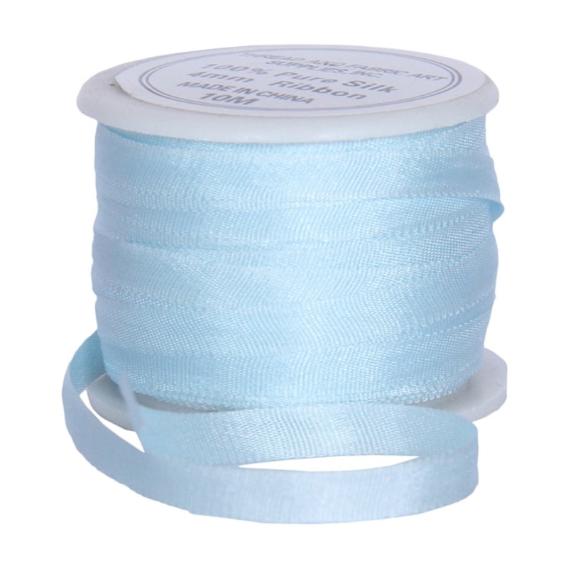 Silk Ribbon 4mm Pale Blue x 10 Meters No.  600