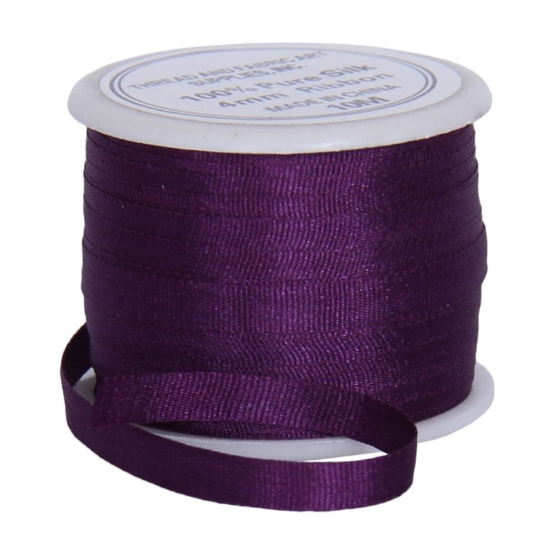 Silk Ribbon 4mm Purple Passion x 10 Meters No. 601