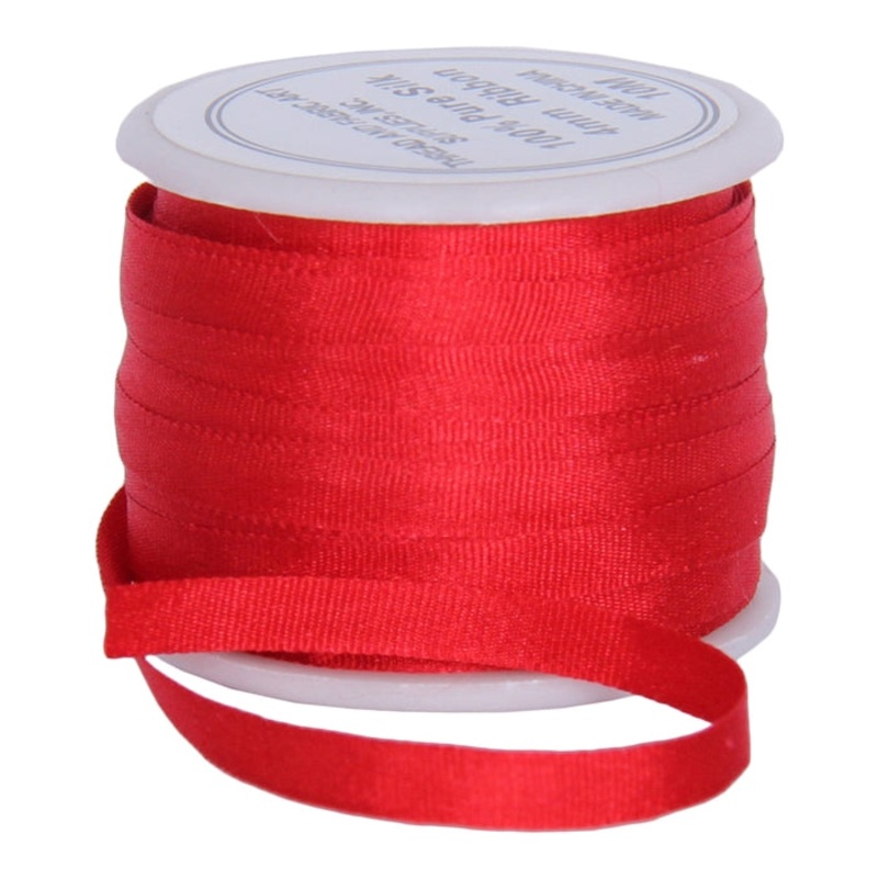 Silk Ribbon 4mm Red x 10 Meters No. 539