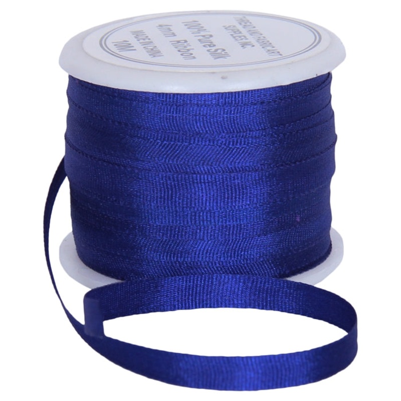 Silk Ribbon 4mm Sapphire Blue x 10 Meters No. 701