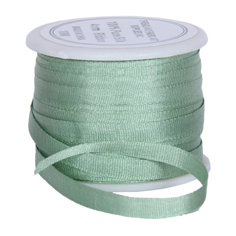 Silk Ribbon 4mm Seafoam Green x 10 Meters No. 618