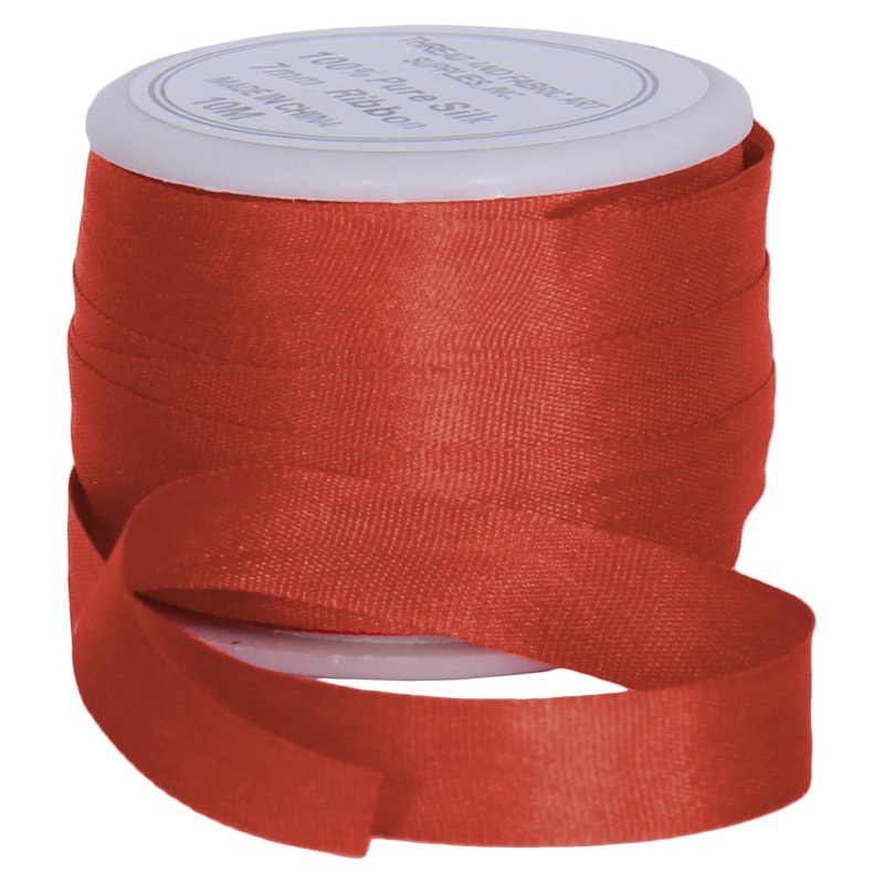 Silk Ribbon 7mm Auburn x 10 Meters No. 524