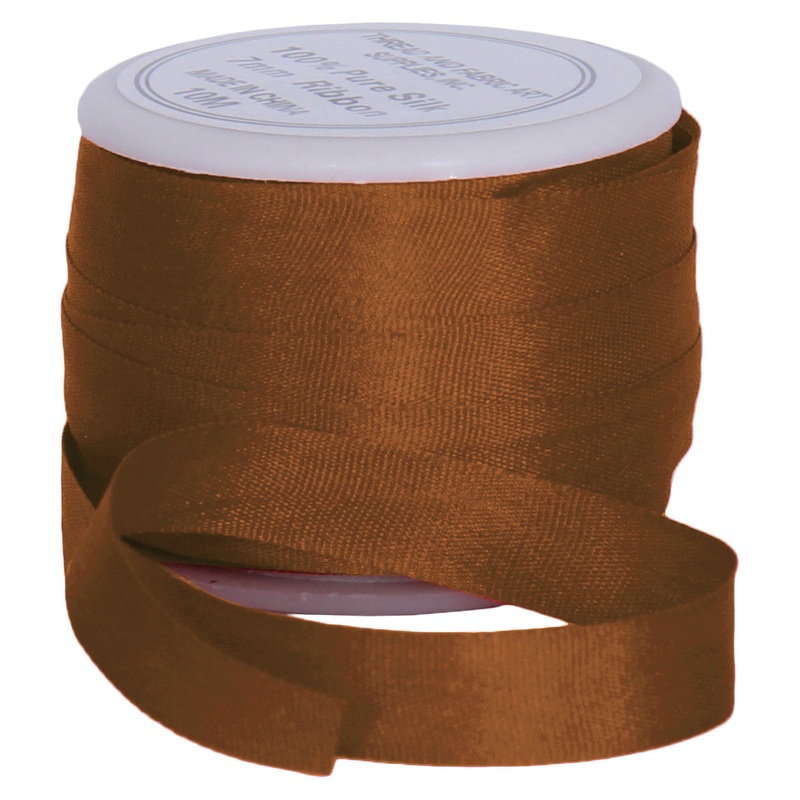 Silk Ribbon 7mm Brown x 10 Meters No. 671