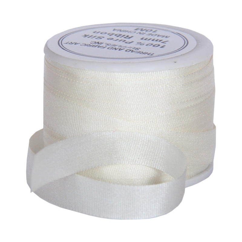 Silk Ribbon 7mm Cream x 10 Meters No. 501