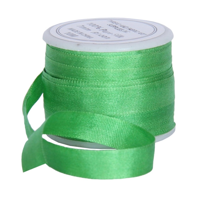 Silk Ribbon 7mm Kiwi Green x 10 Meters No. 706