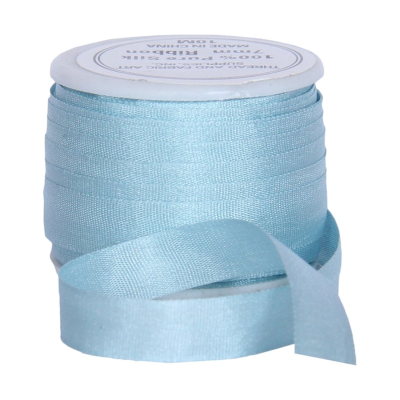 Silk Ribbon 7mm Lt Teal x 10 Meters No. 607