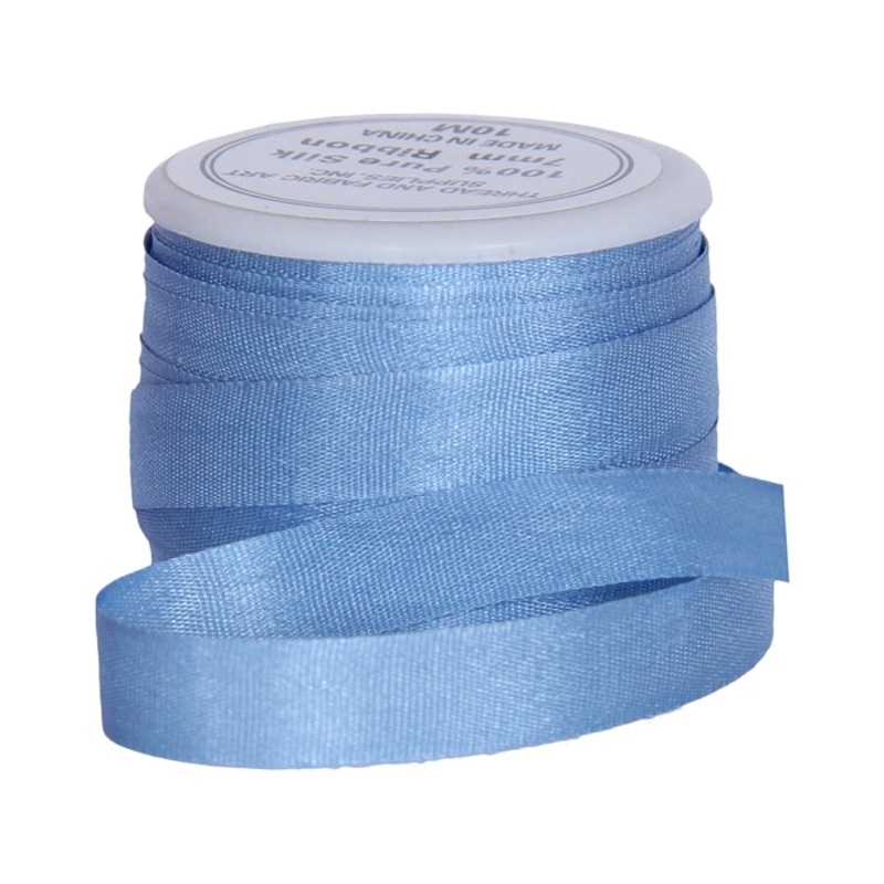 Silk Ribbon 7mm Med Blue x 10 Meters No. 585