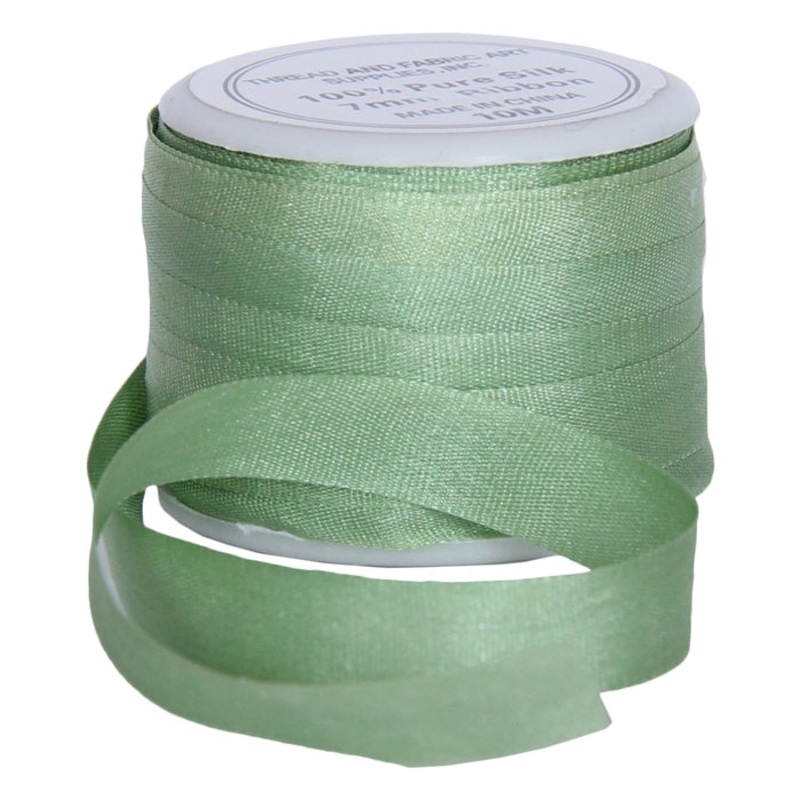 Silk Ribbon 7mm Nile Green x 10 Meters No. 240