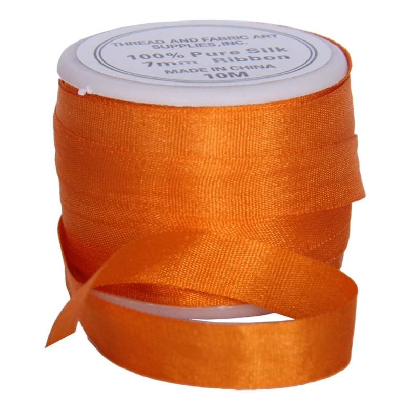 Silk Ribbon 7mm Orange x 10 Meters No. 705