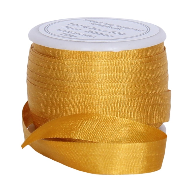 Silk Ribbon 7mm Orange Yellow x 10 Meters No. 511
