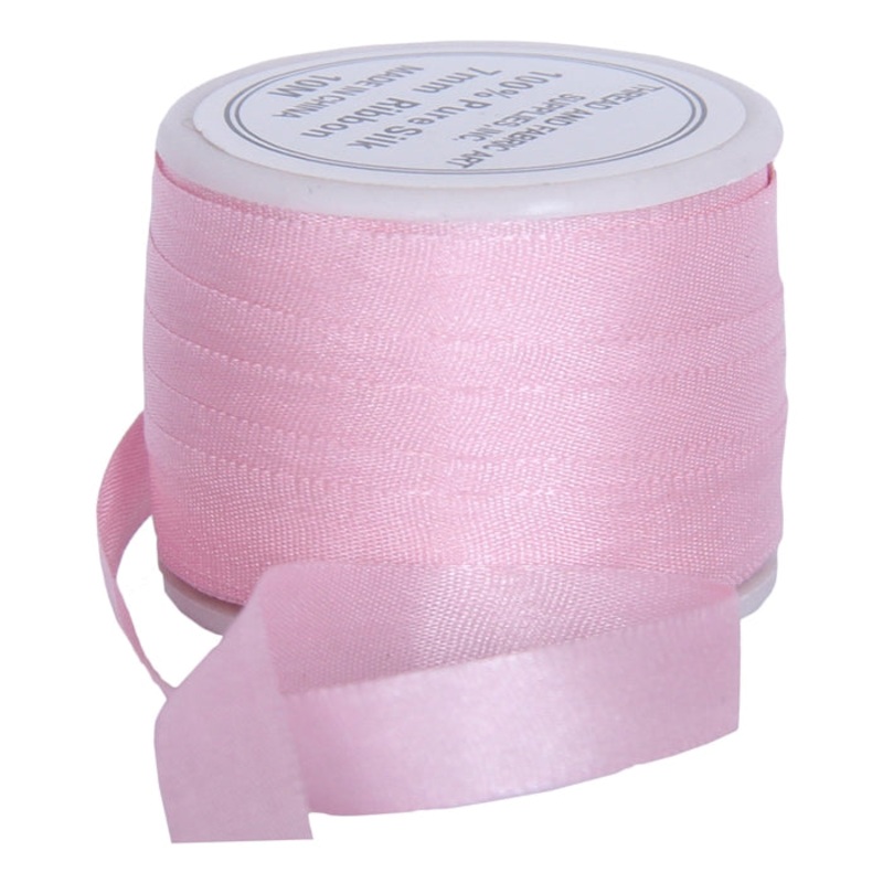 Silk Ribbon 7mm Pink x 10 Meters No. 544