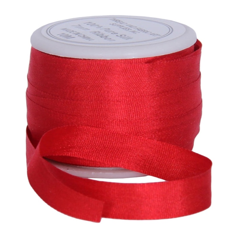 Silk Ribbon 7mm Red x 10 Meters No. 539