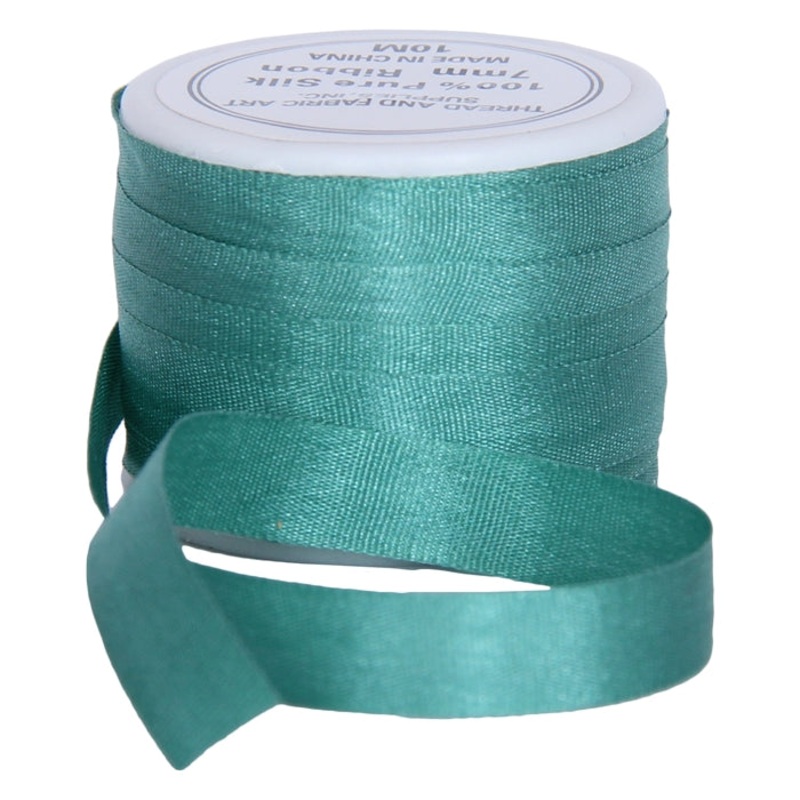 Silk Ribbon 7mm Teal x 10 Meters No. 625