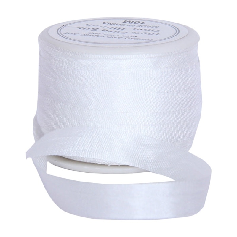 Silk Ribbon 7mm White x 10 Meters No. 003